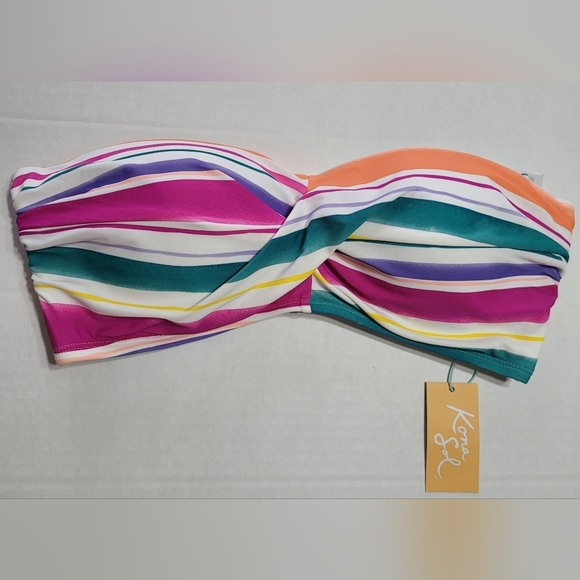 Striped Multi Twist Bandeau Bikini Top Kona-Sol, Large (12-14) - Picture 5 of 12